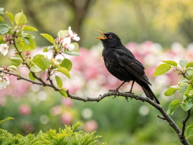 amsel, frühling, singvogel, zwitschern, wildvogel, ornithologie, artenschutz, sommer, vogel, tierwohl, tierliebe, tierfreund, vogelgesang, tierschutz, tier, flügel, vogelkunde, natur, naturschutz, zugvogel, federn, vogelbeobachtung, gefieder, lebewesen, vogelbalz, hintergrund
