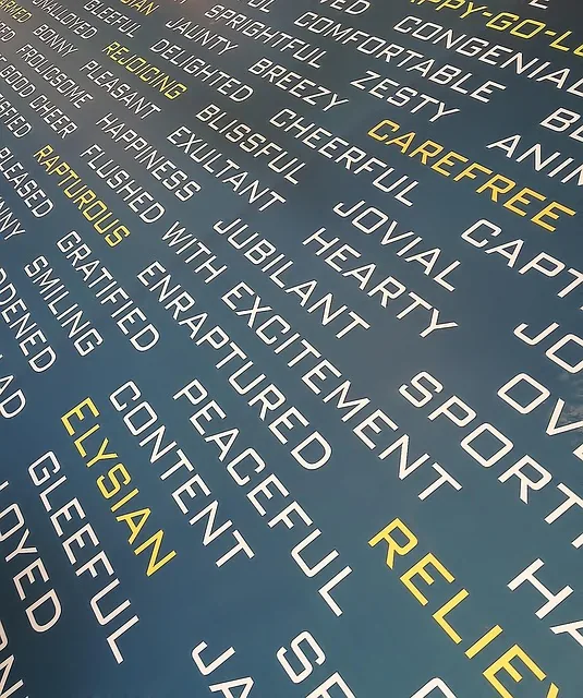 wörter, adjektive, gefühle, positive worte, text, kommunikation, grammatik, typ, unterzeichnen, englisch, blue communication