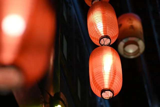 lantern, festival, chinese style, ancient rhyme, shop sign, eaves, night