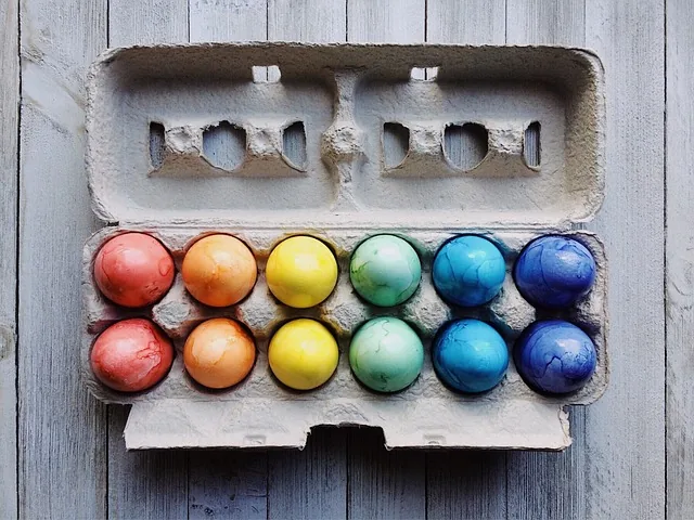 eggs, easter, easter eggs, nature, egg carton, colorful eggs, painted eggs, spring, colorful, multicolored, rainbow colored