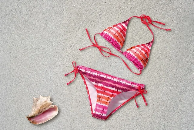 bikini, two piece swimwear, women, two-part, pink, orange, fashion, beach, leisure time, vacations, shell, sand, nature, clothing, swim