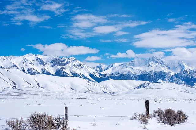 schnee, berge, zaun, ranch, us-autobahn 93, natur, idaho, landschaft, frühling