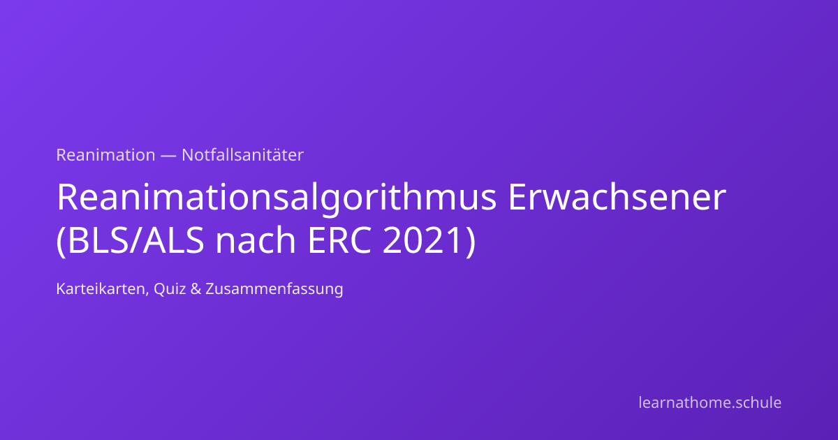Reanimationsalgorithmus Erwachsener (BLS/ALS nach ERC 2021) einfach ...